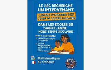 Appel à projet : Le JISC recherche un intervenant pour du soutien scolaire à Sainte-Anne